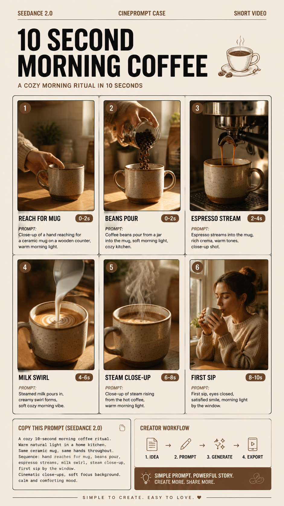 10 Second Morning Coffee ChatGPT Image 2 storyboard for Seedance 2.0